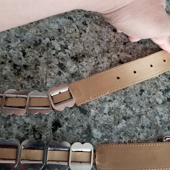 Vintage Rare Berge Orange Genuine Italian Leather And Metal Belt